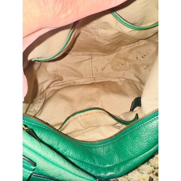 Ralph Lauren Green Pebble Leather Hobo Shoulder Bag Luxury Money Sustainable - Picture 13 of 16